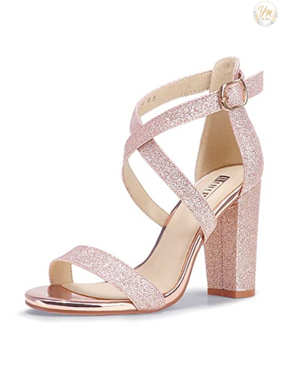 Strappy Heels Chunky High Open Toe Ankle Strap Heeled Sandals Bridal Wedding